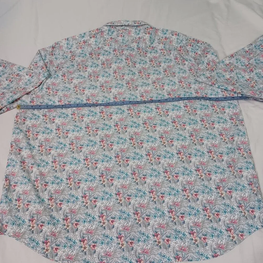 Tommy Bahama Shirt Mens XXXL Blue White Long Sleeve Floral Vented The Siesta Key - Picture 5 of 10